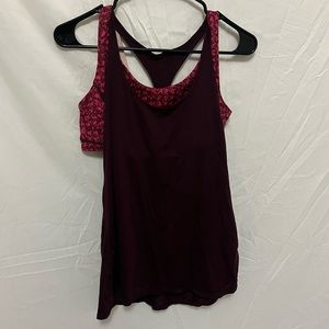 Lululemon size 10 exercise tank. Burgundy and pink. Sports bra and tank combo